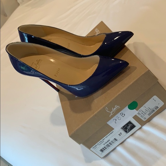 Christian Louboutin Shoes - Louboutin Pigalles - Blue Patent Leather - Sz 37